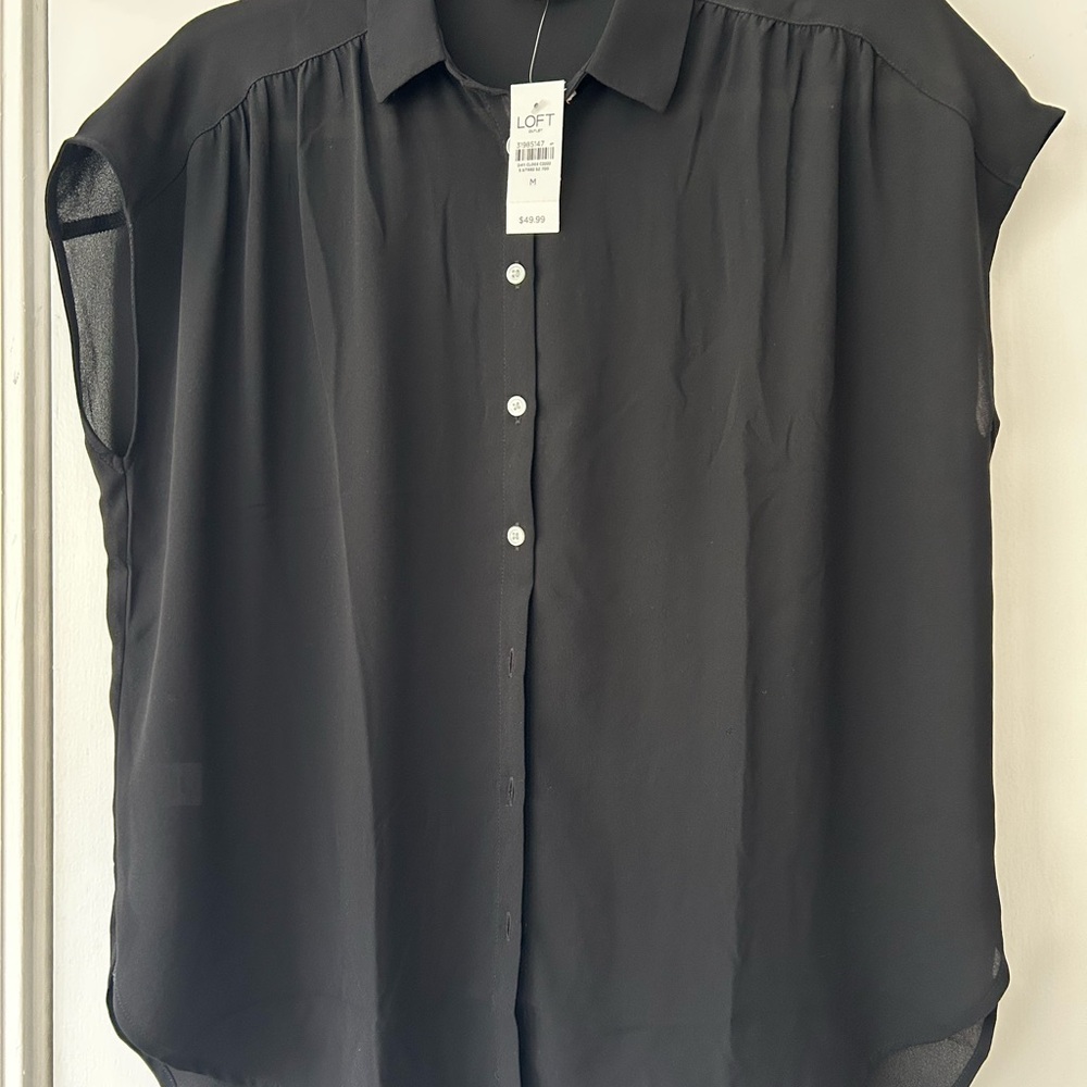 LOFT Women's Black Button-Up Top
